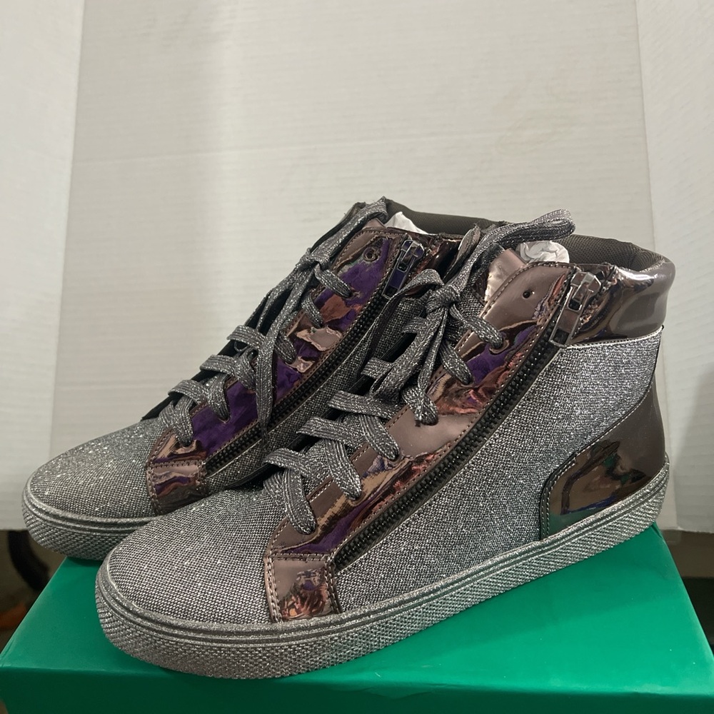 Lauren Lorraine Metallic Pewter Sneakers